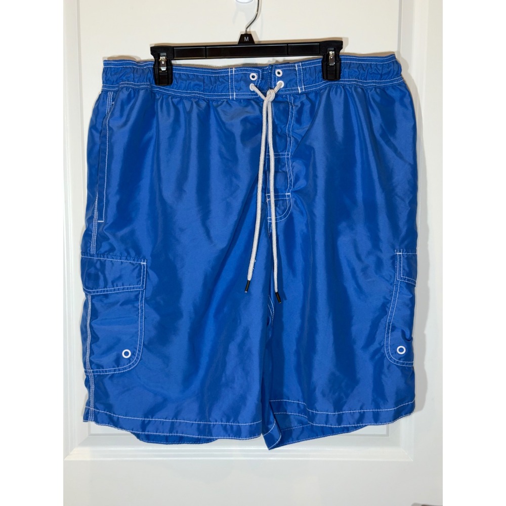 The Foundry Supply Co Mens 2XL Blue Cargo Swim Trunks Mesh Lined Board Shorts